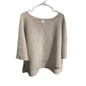 Wolford Sweater Womens Medium Beige 100% Virgin Wool Ribbed Knit Pullover Top